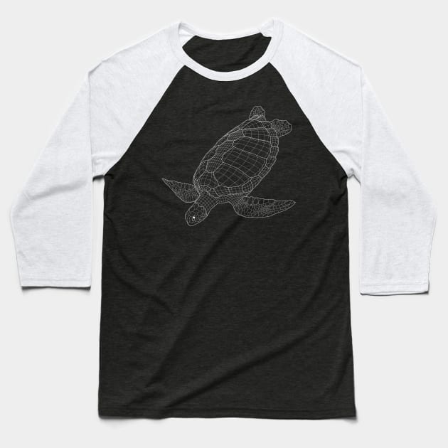 The Green Sea Turtle (White Edition) Baseball T-Shirt by Coster-Graphics